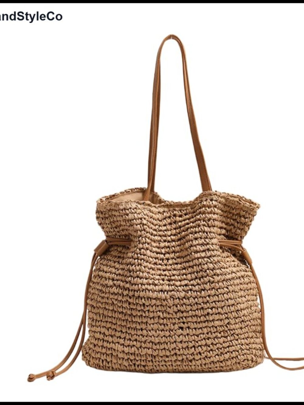 Straw Woven Beach Tote Bag Boho Crochet Large Bucket Shoulder Purse Handmade